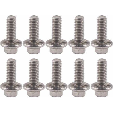 Vis Hexagonale à Collerette M6 Acier Inoxydable 304 10pcs Longueurs 16-35mm (1/5)