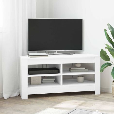 Meuble TV d'angle-Banc TV-Meuble Télé Blanc 102 x 40,5 x 45 cm Bois d'ingénierie (1/5)