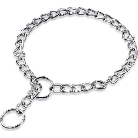 Collier de Chien en Métal Collier Chaîne de Chien Collier Ras du Cou de Chien en Acier Collier Anti-Glissement Ras du Cou de Marche Formation pour Animaux de Compagnie 3 mm x 55 cm