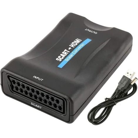 Scart Péritel vers HDMI Adaptateur, 720-1080P Vidéo Audio Adaptateur, Compatible avec NTSC PAL pour PS3, PS4, Blu Ray, TV, DVD A36 (1/4)