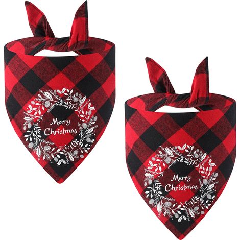 Bandana Perro Navidad - Algodón Doble Capa - Ajustable - Ideal Para Fotos Y Paseos - Pack De 2 (1/5)