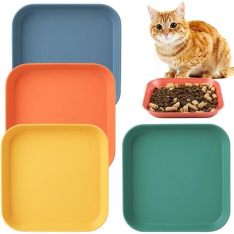 QORVA-4 Gamelles pour Chats, Bols Nourriture Chat, Assiettes Antidérapantes pour Chats et Chiens (1/5)