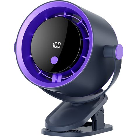 Ventilateur pince afficheur LED mural portatif bureau noir (1/4)
