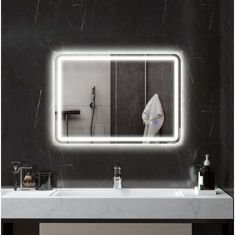 Espejo de baño LED 50 x 70 cm con Bluetooth, antivaho, 3 colores OKMYHOME (1/5)