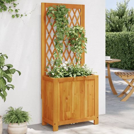 Jardinière avec treillis-Pot de fleur 55x29,5x132 cm bois massif d'acacia (1/5)