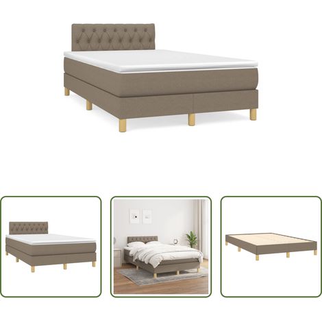 Matelas à ressorts ensachés - Sommier à lattes de lit avec matelas taupe 120x190 cm tissu (1/5)
