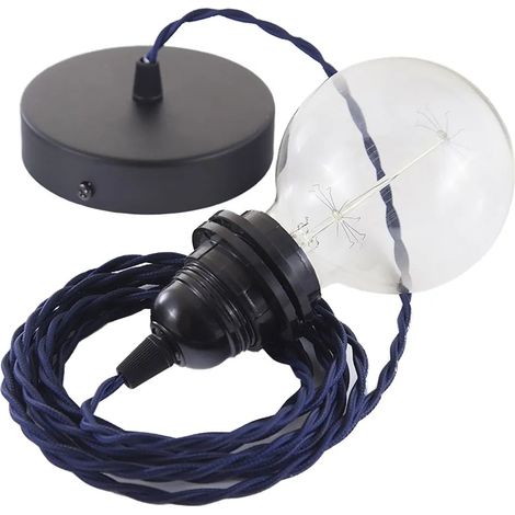 Lampada sospensione creative-cables tm20 cavo tessile effetto seta 50 cm (1/3)