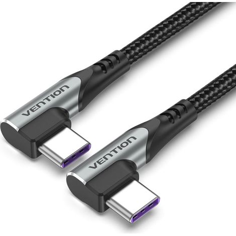 Vention Cable USB-C 2.0 a USB-C 2.0 5A 100W - 0.5m - Trenzado - Acodado en los Dos Extemos - Color Gris
Características:
-Interfaz: USB-C
-Proceso de