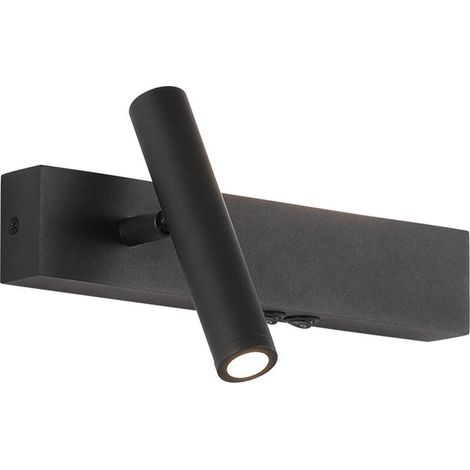 Black wall light to the left of the headboard – warm white light, suitable for living room, bedroom, kitchen, hallway, 6W. (1/5)