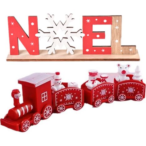 Trenino di Natale in legno, ornamento a forma di lettera in legno, decorazione natalizia in legno, pallina di Natale da tavolo, regalo a forma di lettera per Natale, giocattoli, decorazione per vetrin (1/4)