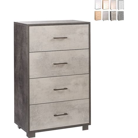 Schlafzimmerkommode mit vier Schubladen Schwarz Weiß 70x41x h112 cm (1/5)