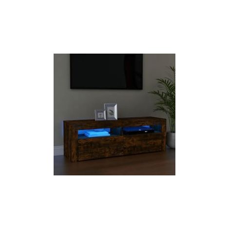 Meuble TV avec lumières LED Chêne fumé 120x35x40 (1/5)