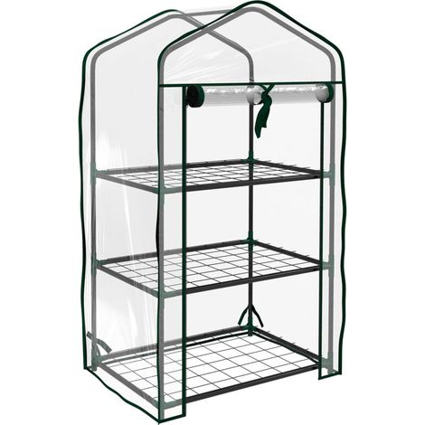 Serre de Jardin étagère 3 Niveaux dim. 59L x 39l x 127H cm métal thermolaqué Vert transparent (1/5)