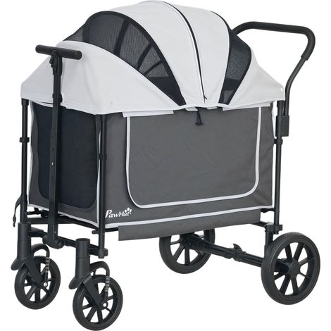 Carriette pliante chien chat 30 kg 110 x 65 x 102 cm Gris foncé
