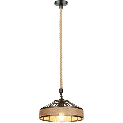 Hanfseil-Kronleuchter, 30 cm, 220 V Wechselstrom, E27-Fassung, Vintage-Retro-Stil, Hängelampe für Restaurants, Bars und Cafés [Energieklasse A+++] (1/5)