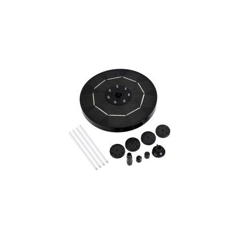 BUNTHAUS Fontaine solaire LED 3,5 W pour bain d'oiseau Pompe à eau solaire avec batterie 6 buses Fontaines d'eau flottantes pour jardin, bain d'oiseaux, étang, piscine, aquarium, 7 lumières LED