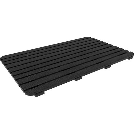 Pedana Antiscivolo Doccia 80x50 cm Doghe Plastica Woody - Colore: Nero