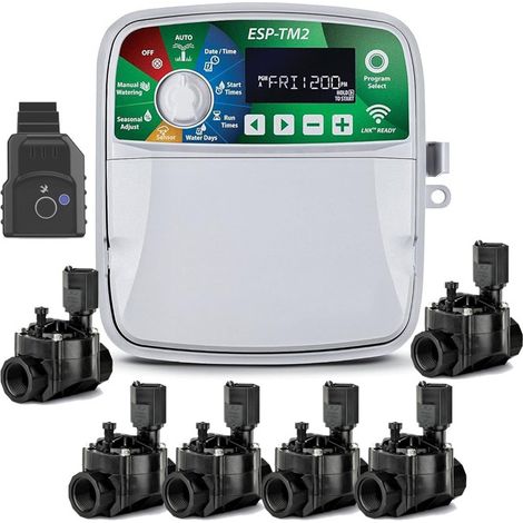 Rain Bird ESP-TM2 6-Zonen-WLAN-Bewässerungsprogrammierer für den Innenbereich  Automatische Gartenbewässerung  6 Magnetventile
