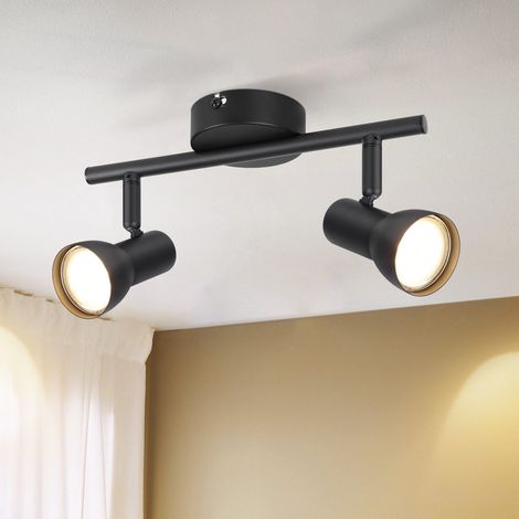GBLY Plafoniera a 2 luci, Plafoniera per corridoio - Plafoniera nera, Design moderno, Interni, Faretto GU10, Faretti da soffitto in metallo orientabili a 350°, Faretti (senza lampadina)