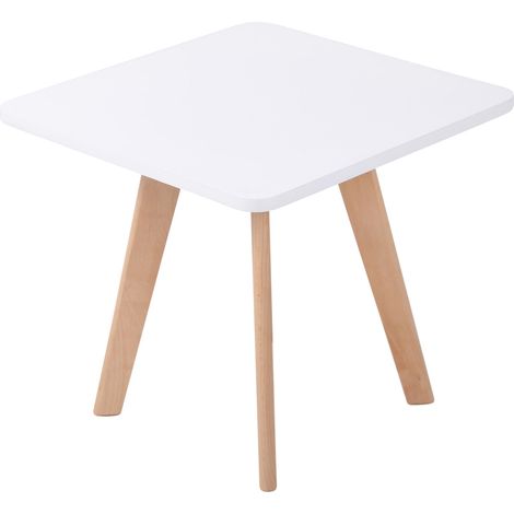 Table d'appoint angulaire style scandinave hauteur 46 cm en MDF blanc pieds en forme carrée 100005514