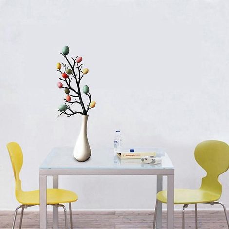Arbre de Pâques avec décorations d'œufs à peindre - Fournitures de fête printanière - Décorations pour la maison et la maternelle - Bricolage (1/4)