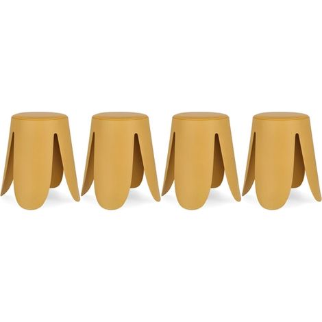 Lot de 4 tabourets 37x37x47 cm en plastique moutarde - IMOGE (1/4)