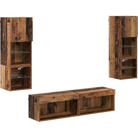 Maison Exclusive - TV-Wandmöbel mit LED-Lichtleisten 6 pcs Althol