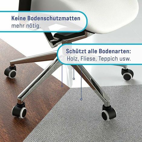 Set di 5 rotelle silenziose e anti-graffio in PVC per pavimenti duri - Rotelle universali per sedie da ufficio, adatte a tutti i tipi di pavimento (11 x 22 mm, bianco) (1/3)