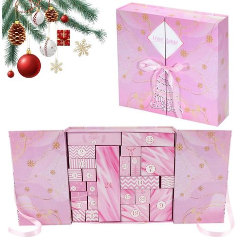 Adventskalender zum Befüllen 2025, 24 kleine Schachteln, Rosa, Weihnachten (1/4)