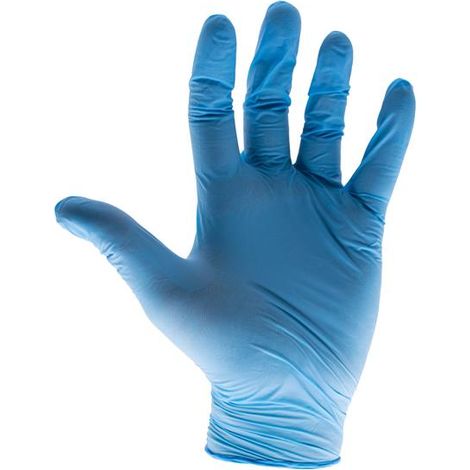 Blue Nitrile Disposable Gloves - Medium, Box of 100, Model KS-ST RT021 (1/3)