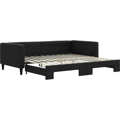 Maison Exclusive - Lit de jour avec gigogne sans matelas noir 100x200 cm
