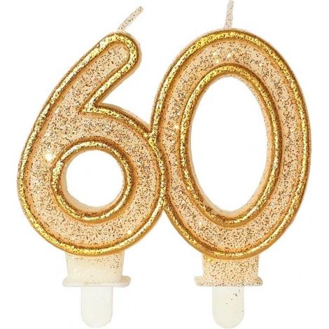 Candelina di compleanno 60 glitter oro