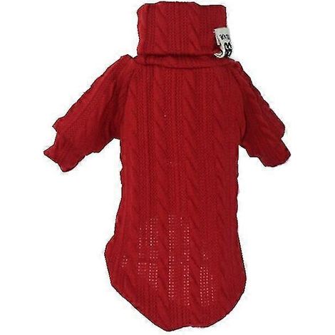 Suéter de invierno para perros, cuello alto, color liso, ropa para perros, algodón cálido para cachorros, perros pequeños y medianos, sudadera, chaqueta, chihuahua, osito de peluche, talla 10, rojo (1/5)