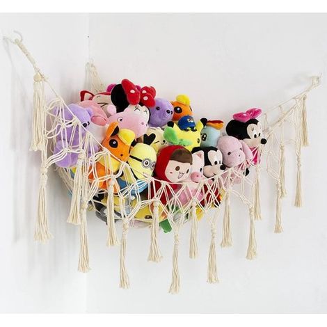 Hamac à jouets - Filet de rangement - Blanc - Hamacs - Rangement Nounours - Filet de rangement pour jouets en peluche - Sac de rangement - Ranger speelgoed, Hamacs et accessoires - Tissage en corde de (1/2)