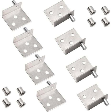 Lot de 4 charnières pivotantes à arbre dissimulé pour porte d'armoire en bois avec goupille pour porte d'armoire en bois à pivot libre (argent) (1/4)