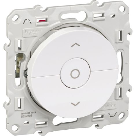 Schneider Electric – Interrupteur volet-roulant blanc 3 boutons montée/descente/stop – Fixation griffes ou vis – 6 AX – 250 VCA – IK04 IP21D (1/3)