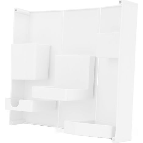 Boîte de rangement bureau multi-compartiments en plastique pliable, organiseur blanc pour maquillage et fournitures, tiroir à accessoires, étui de bureau. (1/5)