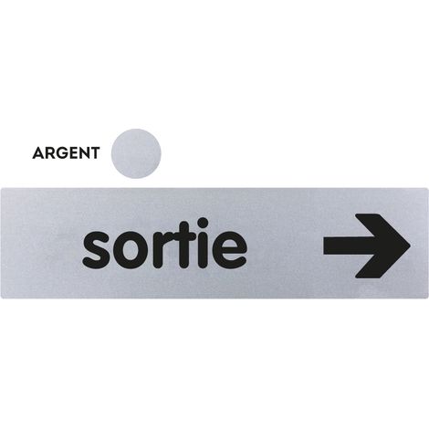 Plaque de porte Sortie flèche à droite - Classique argent 170x45mm - 4321141