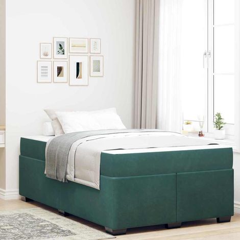 vidaXL Estructura de cama con colchón Verde oscuro 120 x 190 cm tela (1/5)