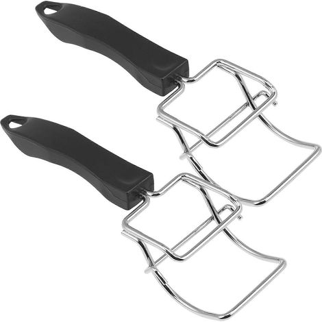 Pinces de four pour plaques chauffantes, compatibles avec une utilisation en cuisine, lot de 2 en acier inoxydable noir. (1/5)