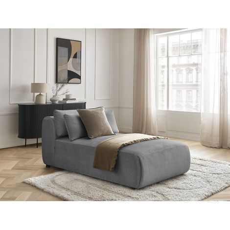 BOBOCHIC - Méridienne avec têtière pour canapé modulable JANA tissu velours Gris foncé (1/5)