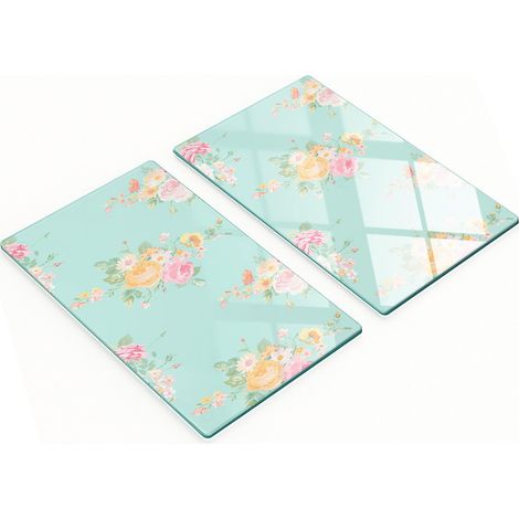 Tablas de vidrio decorativas multifuncionales para cocina con estampado floral, 2x30x52 cm. (1/5)
