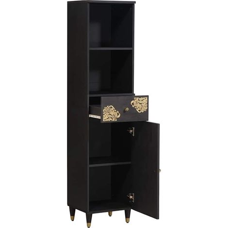 Buffet  Armoire de salle de bain avec tiroir Noir 38 x 33 x 160 cm (1/5)