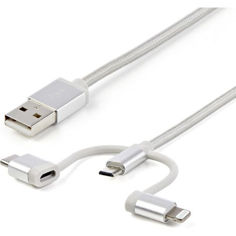 StarTech ST LTCUB1MGR - 3-in-1 Kabel 1m Lightning, USB Type-C, micro-B (1/5)