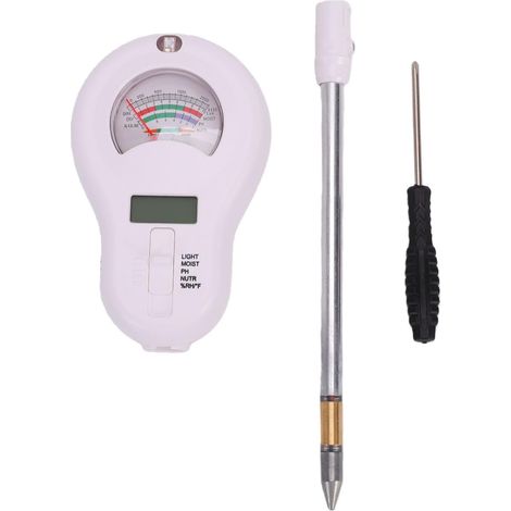 6-in-1 Digitaler Bodentester: pH-Wert, Temperatur, Sonneneinstrahlung, Feuchtigkeit, Fruchtbarkeit. Bodentester mit hintergrundbeleuchtetem Display und hochempfindlicher Sonde. (1/5)