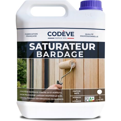 Codève Bois – Saturateur bois 5 L – Protection bardage pin, sapin, épicéa, mélèze – Limite déformations et fendillements – Application en 2 couches