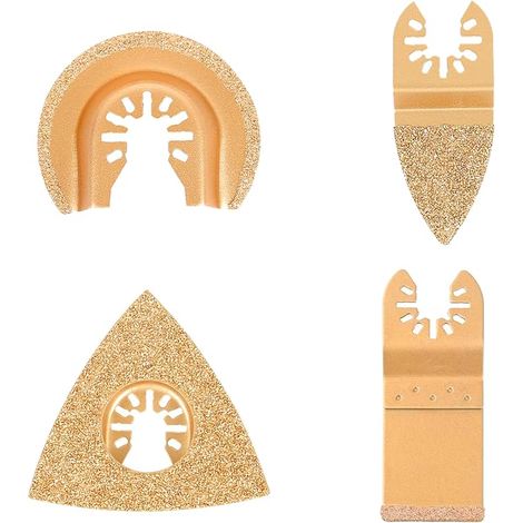 Lot de 4 lames de scie oscillantes pour Worx, Bosch, Fein Multimaster, etc. Lames de scie multifonction en carbure de tungstène Outil oscillant Kit de lames multi-outils pour carrelage, mortier, béton (1/5)