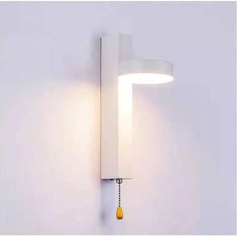 RHG Appliques murales Applique murale 9W Éclairage tricolore Luminaire mural sélectionnable avec interrupteur à tirette pour salon, chambres, escaliers, cuisinesn.Blanc