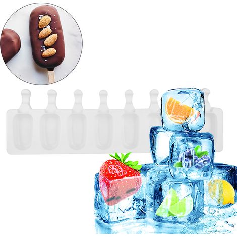 Moule à glace à 8 cavités en silicone épais, bac à glaçons avec moules à sucettes glacées (1/5)