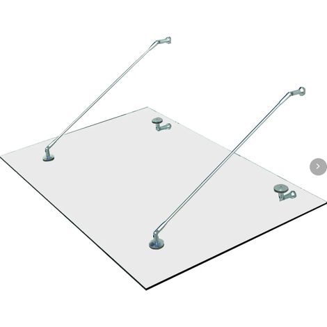 Auvent en verre auvent de porte en verre trempé en acier inoxydable 304 verre transparent 3 tailles (150 x 90 cm) (M) (1/5)